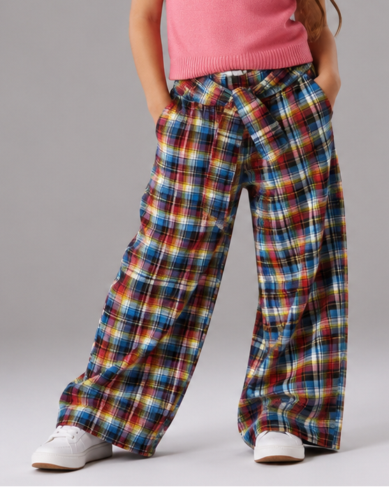 Plaid Wide leg Pants