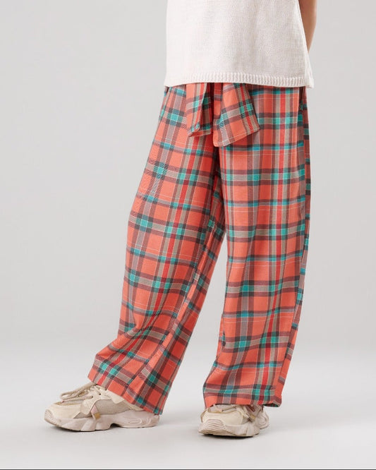 Plaid Wide Leg Pants
